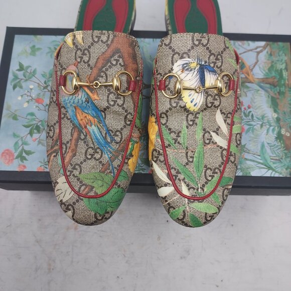 Gucci Beige Princetown Tien Motif GG Slide Loafer Slip On Mule - Picture 5 of 9